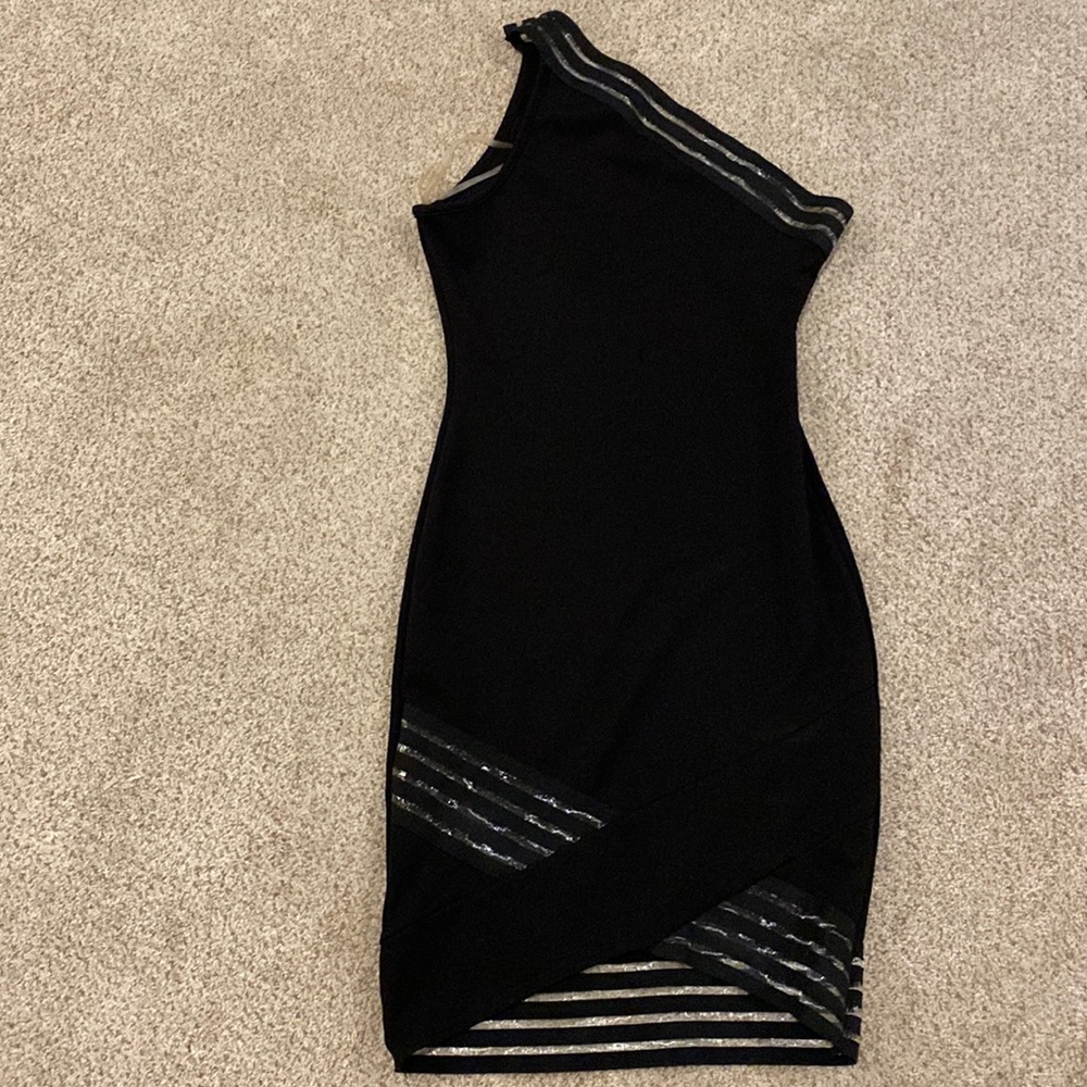 Black One Shouldered Bodycon Dress